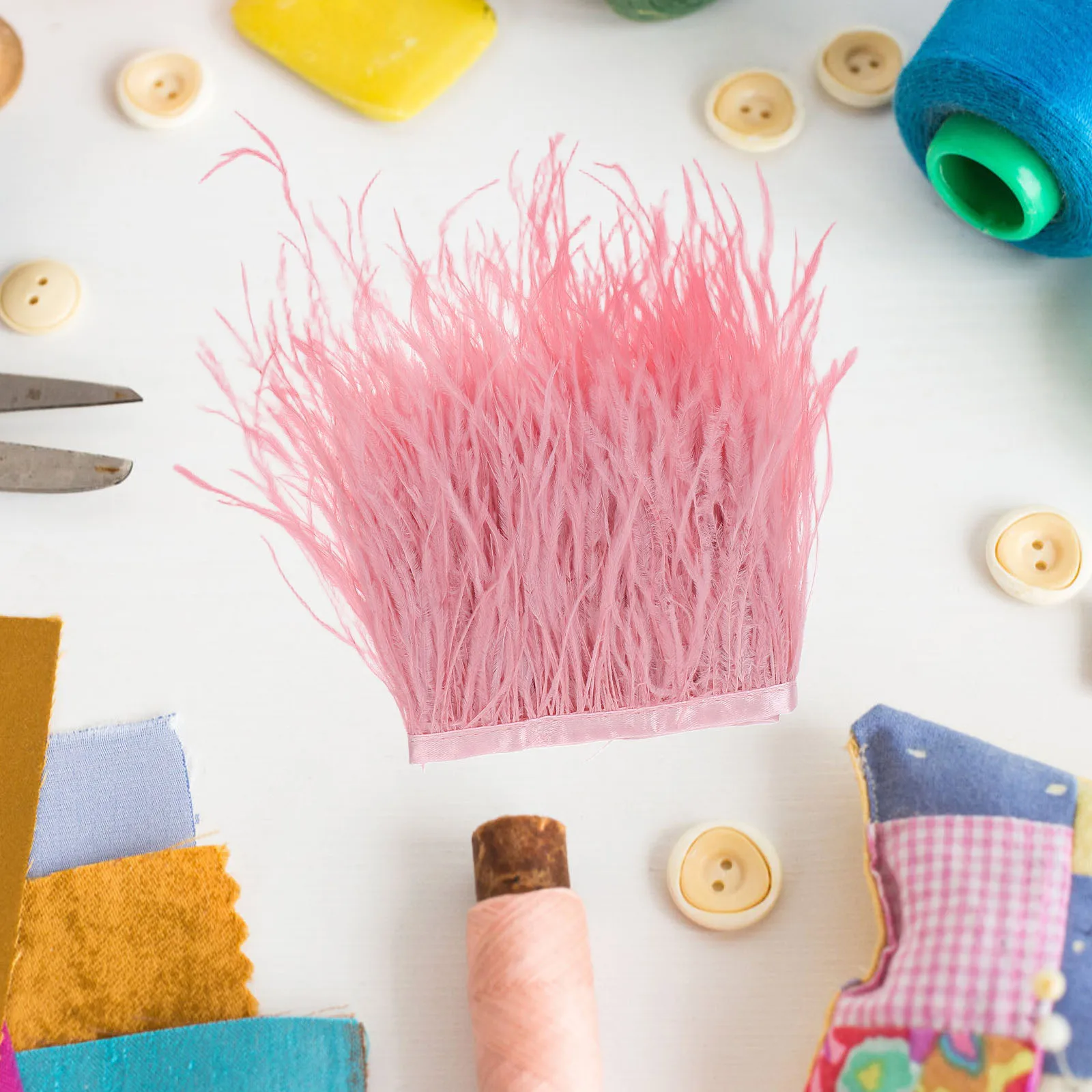 

2M Ostrich Trim for DIY Clothing Decorations Feathered Fringe Dress Wedding Home Party Craft Projects Satin Ribbon Tape