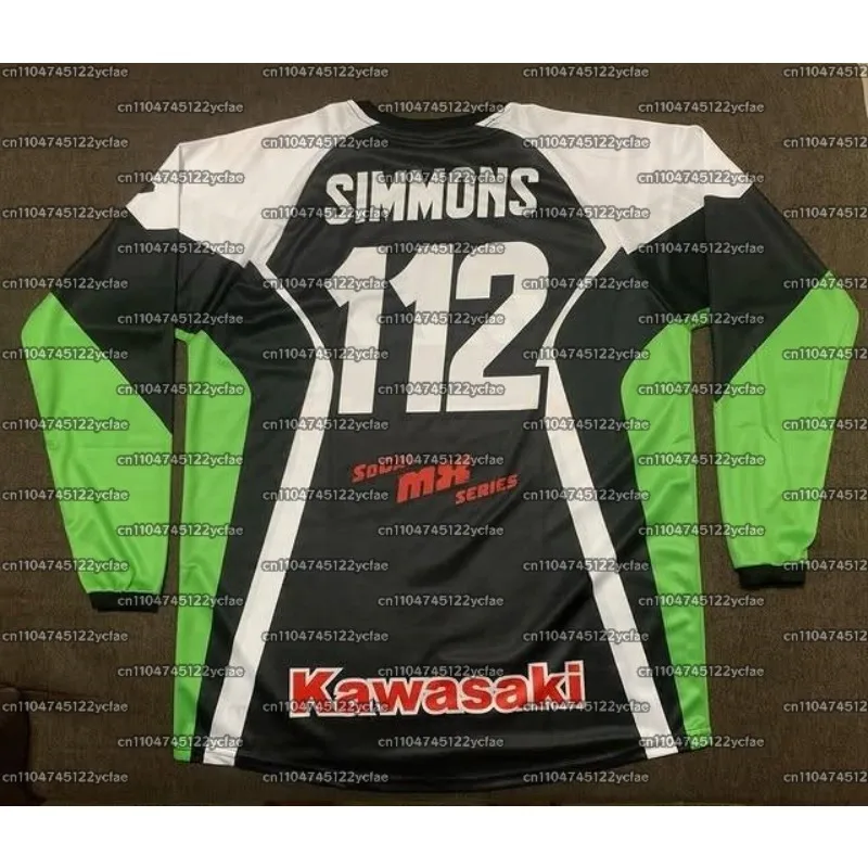 

Кавасаки # Мужская футболка 112 SIMMONS Motorcycle Racing Team с длинным рукавом, весенне-осенняя мужская футболка 2025 года, спортивная дышащая футболка
