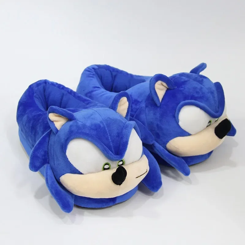 Anime Sonic zimowe buty na wysokim obcasie kapcie bawełniane mężczyźni i dziewczęta Cartoon bawełniane niebieskie płaskie buty jednolity rozmiar