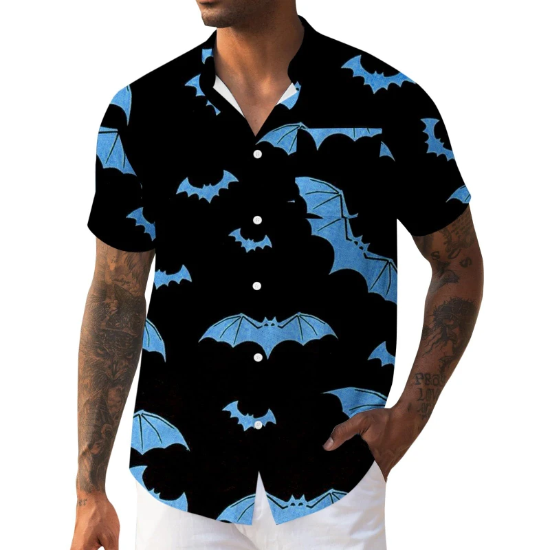 

Men's 3D Print Short Sleeve Shirts Halloween Casual Comfortable Fashion Trend Loose Full Print Shirt Men Women Festival Wear Top