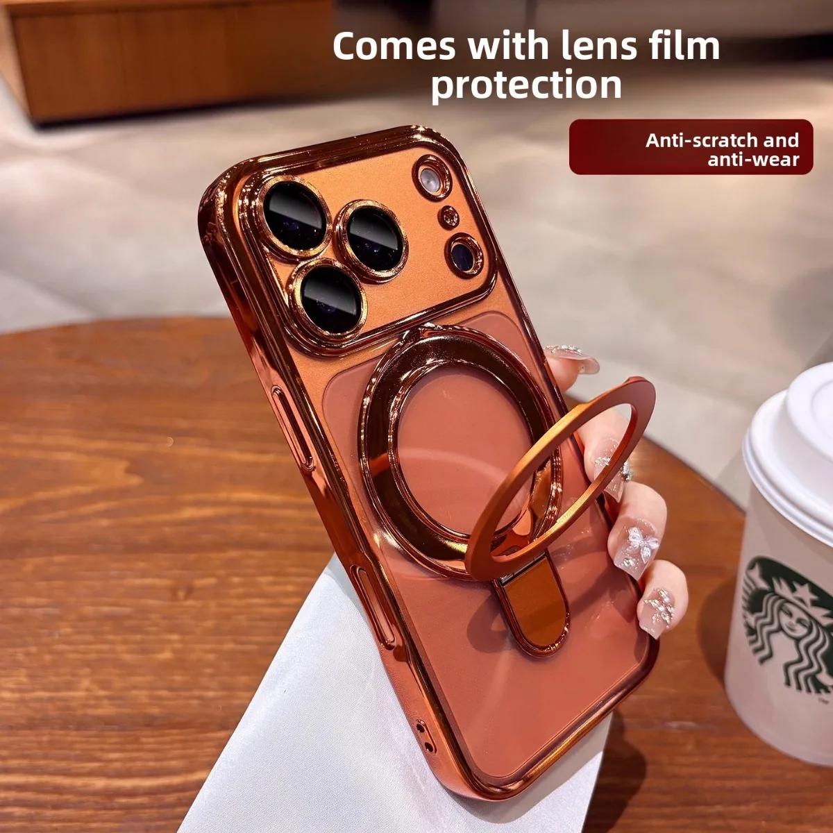 حافظة لهاتف Magsafe المغناطيسي لهاتف آيفون إير 17 16 15 Plus 14 13 12 11 Pro Max حامل حلقي غطاء أكريليك شفاف