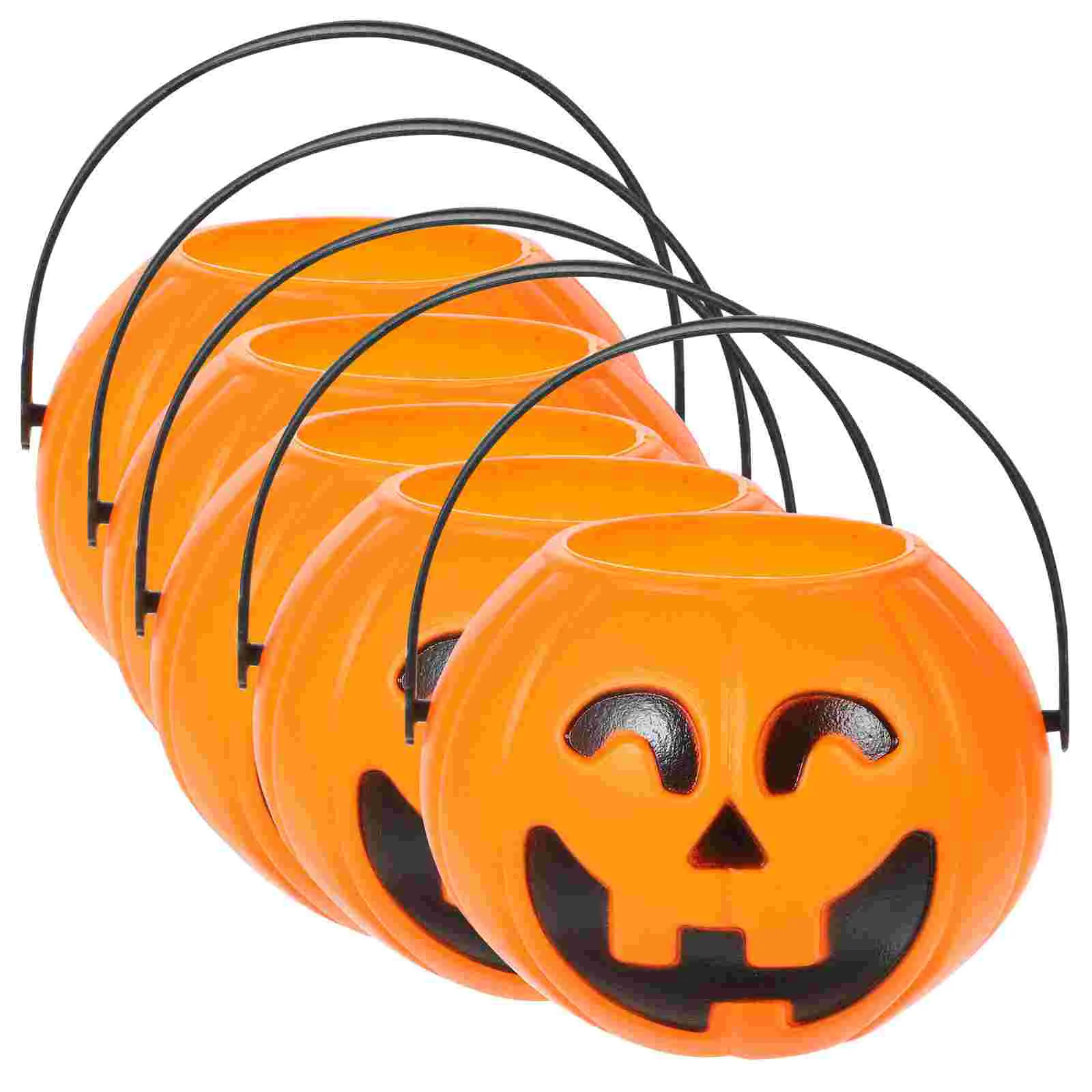 6 Pcs Gift Storage Container Pumpkin Treat Bucket Buckets Party Candy Jar Pails Plastic for Holiday Snack Halloween