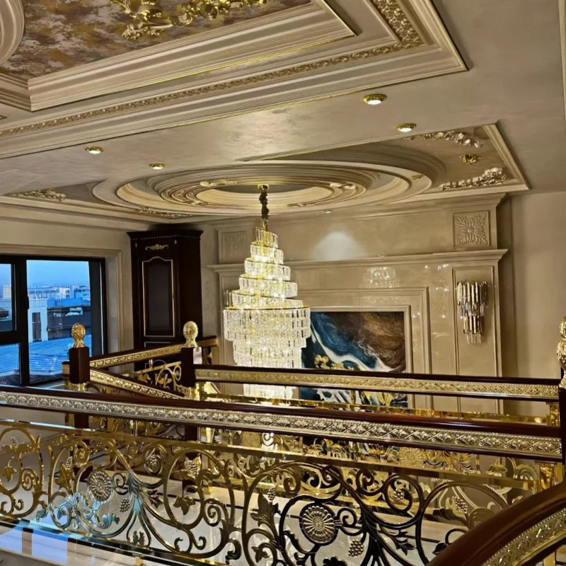 Large Spiral Design Crystal Chandelier For Staircase Lobby Modern Led Lamp Luxury Home Decor Light Fixture Hotel Engineering view 5