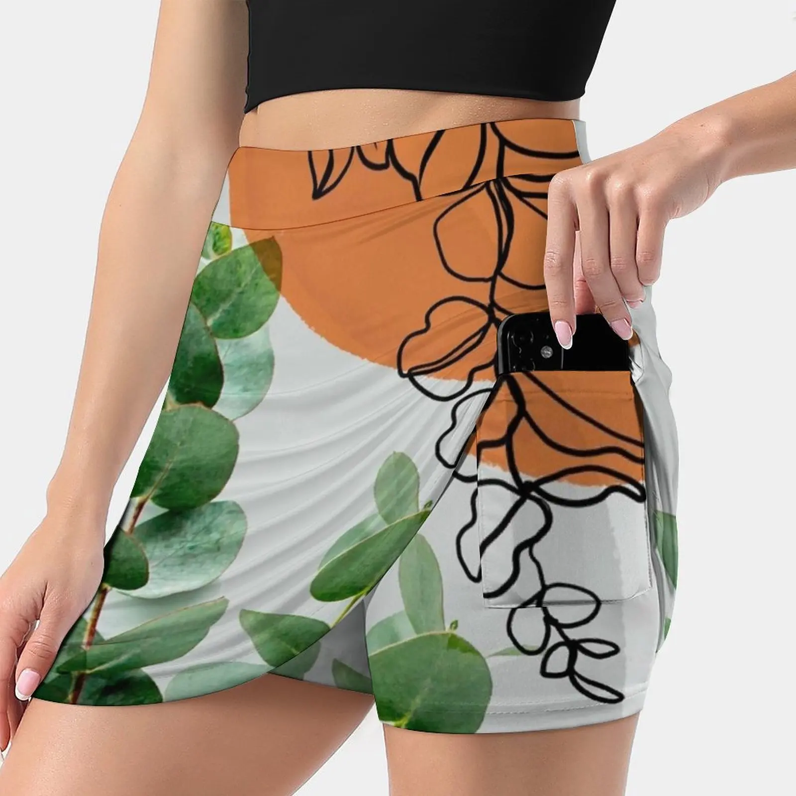 Simpatico V4 Women's skirt With Hide Pocket Tennis Skirt Golf Skirts Badminton Skirts Running skirts Eucalyptus Plant Nature