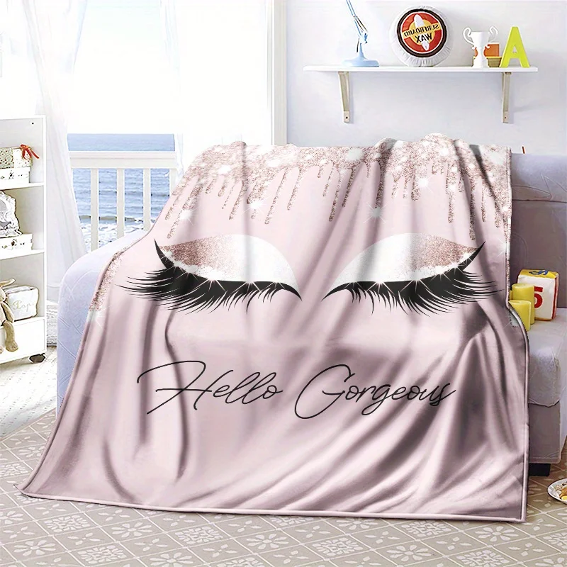 قطعة واحدة من بطانية الفانيلا الرموش المطبوعة ثلاثية الأبعاد الجميلة - بطانية رمي فائقة النعومة ودافئة ومريحة للأريكة والسرير والأريكة والمكتب والتخييم #5