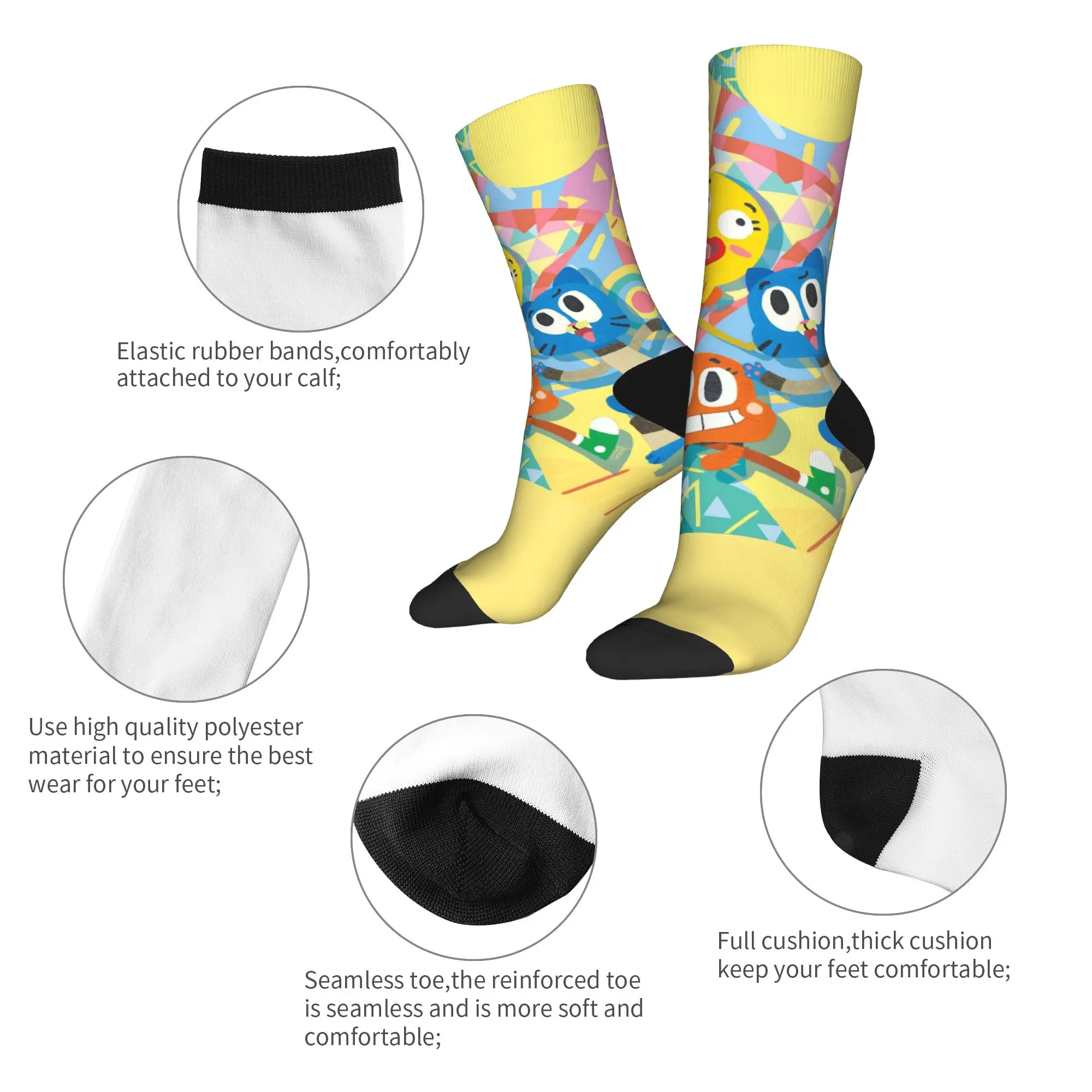 The-Amazing World G-Gumballs Stockings Men  Socks Breathable Funny Socks Autumn Climbing Anti-Slip Pattern Socks Gift Idea