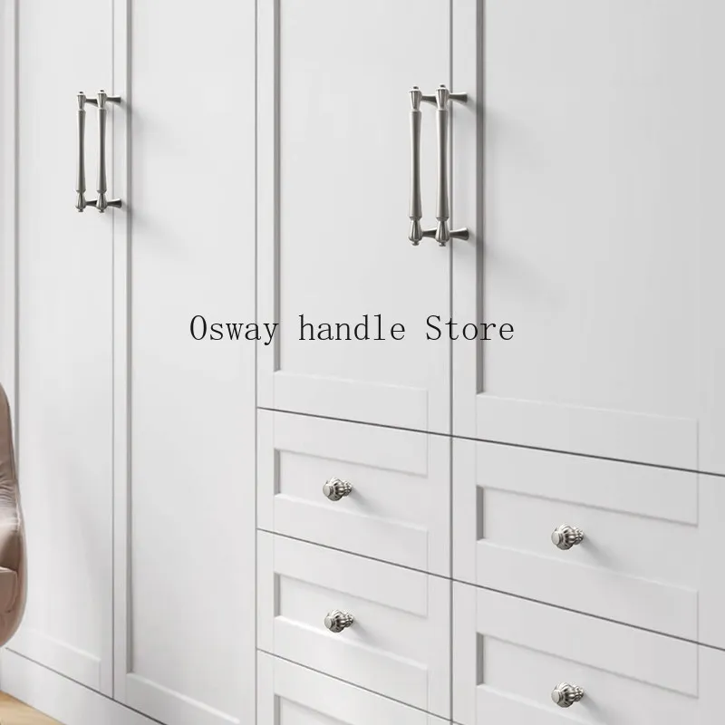 Wardrobe Door Handle Cabinet Door Handle Cabinet Drawer Kitchen Modern French Matte Silver Bathroom Shoe