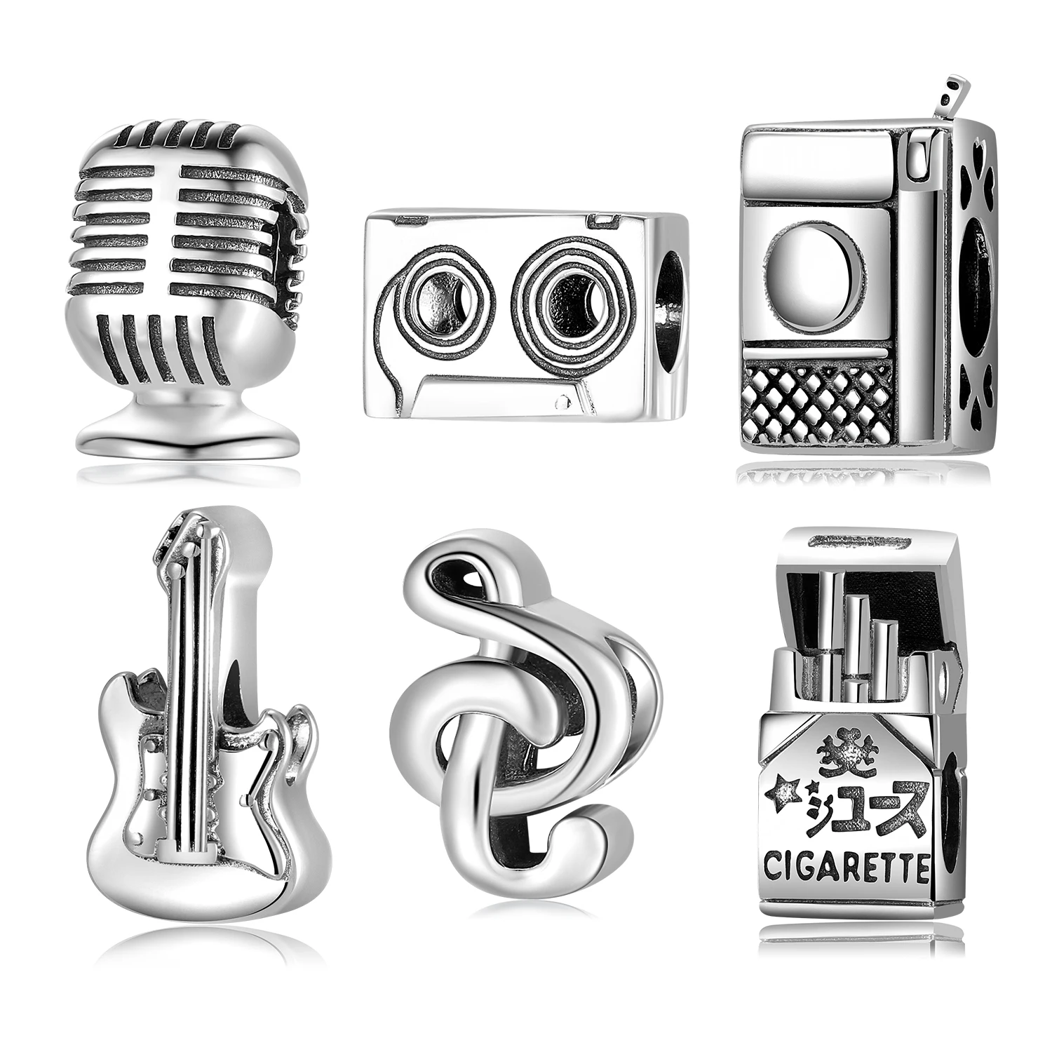 

Love Music 925 Sterling Silver Fashion Music Circus Food Rock Charms Beads Fit Original JIUHAO Charm Bracelet Jewelry Making