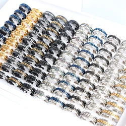 Pack of 10/30pcs Men's Spinner Chain Cool Stainless Steel Rings Tire Texture Rotatable Links Male Jewelry For Women