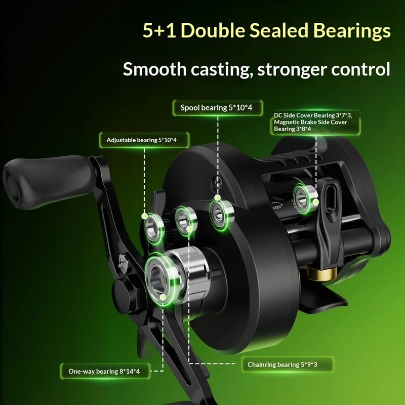 TEBEN Linglong DC Reel Auto Charge Electronic Brake 5+1BB Baitcast