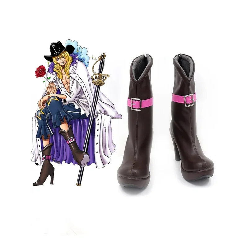 

Cavendish Cosplay Shoes Women Man Cos Halloween Costumes Anime Brown Aynthetic Leather Boots