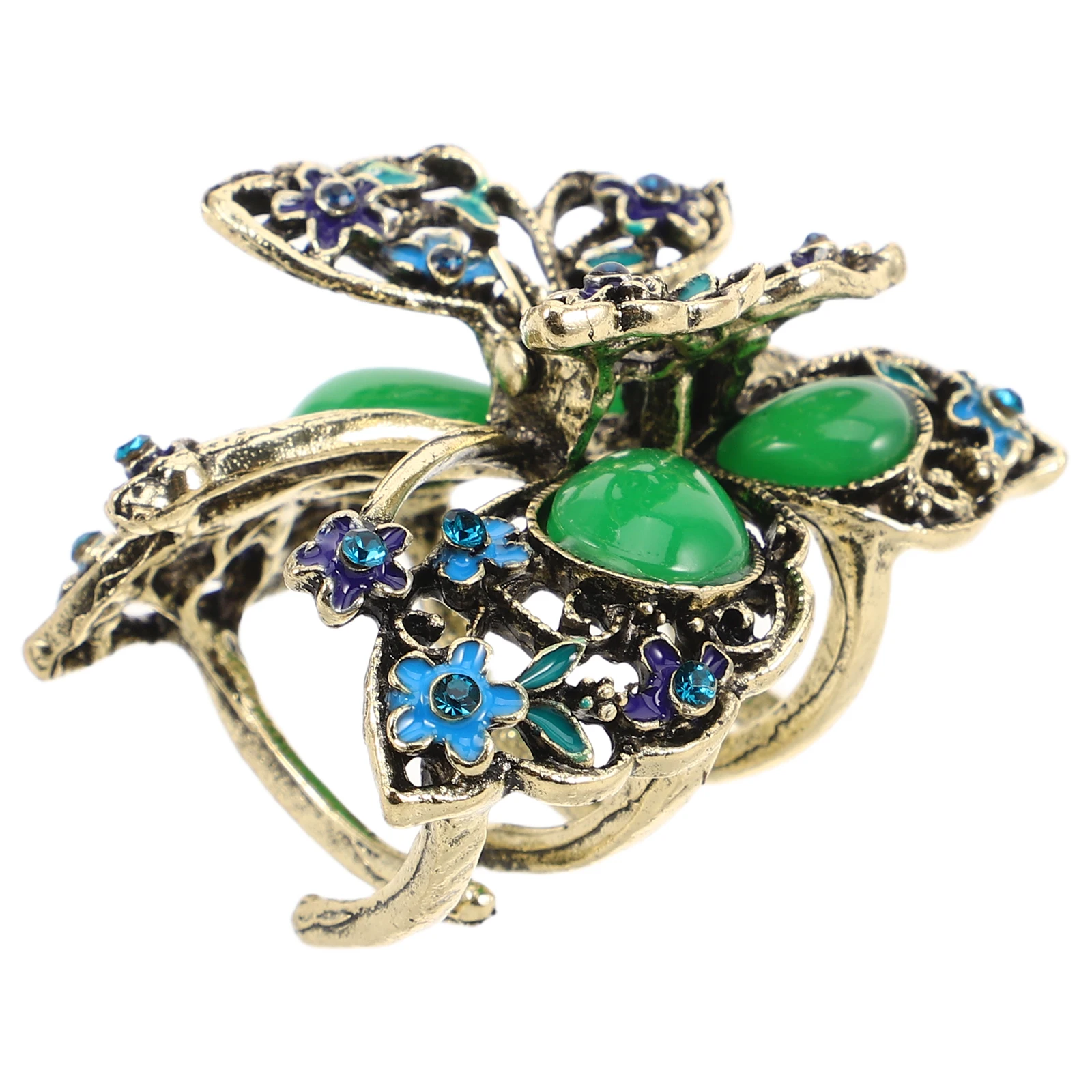 

Retro Butterfly Claw Clips Durable Material Rhinestone Accent Versatile Functionality Hair Accessories Chinese Style Non Slip