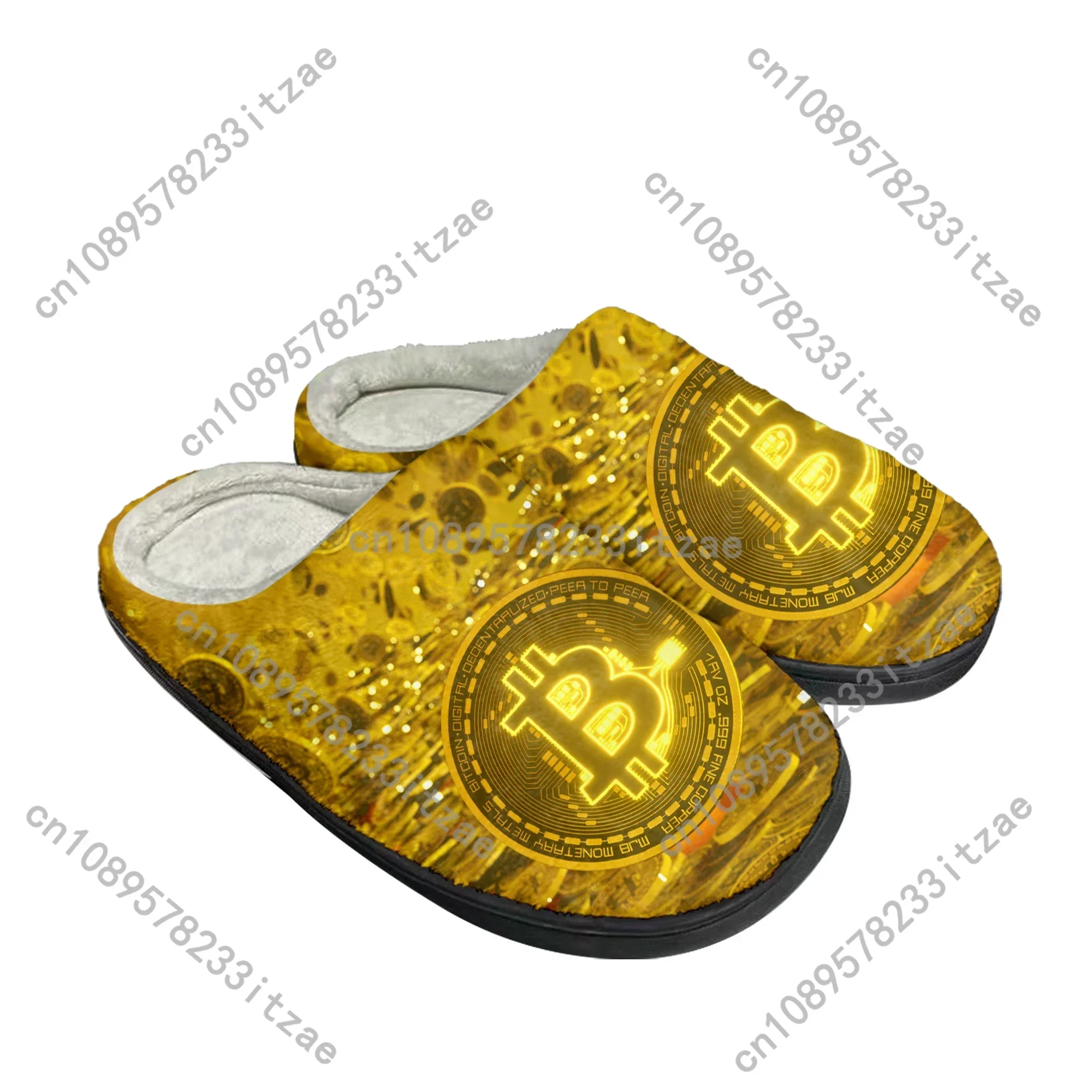 Bitcoin Cryptocurrency Miner BTC Home Cotton Custom Slippers Mens Womens Teenager Plush Casual Keep Warm Shoes Thermal Slipper