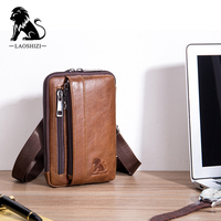 LAOSHIZI Genuine Leather Men Shoulder Crossbody Bags Small Handbags For Male Waist Pack Messenger Flap Phone Clutch Purse JYN005