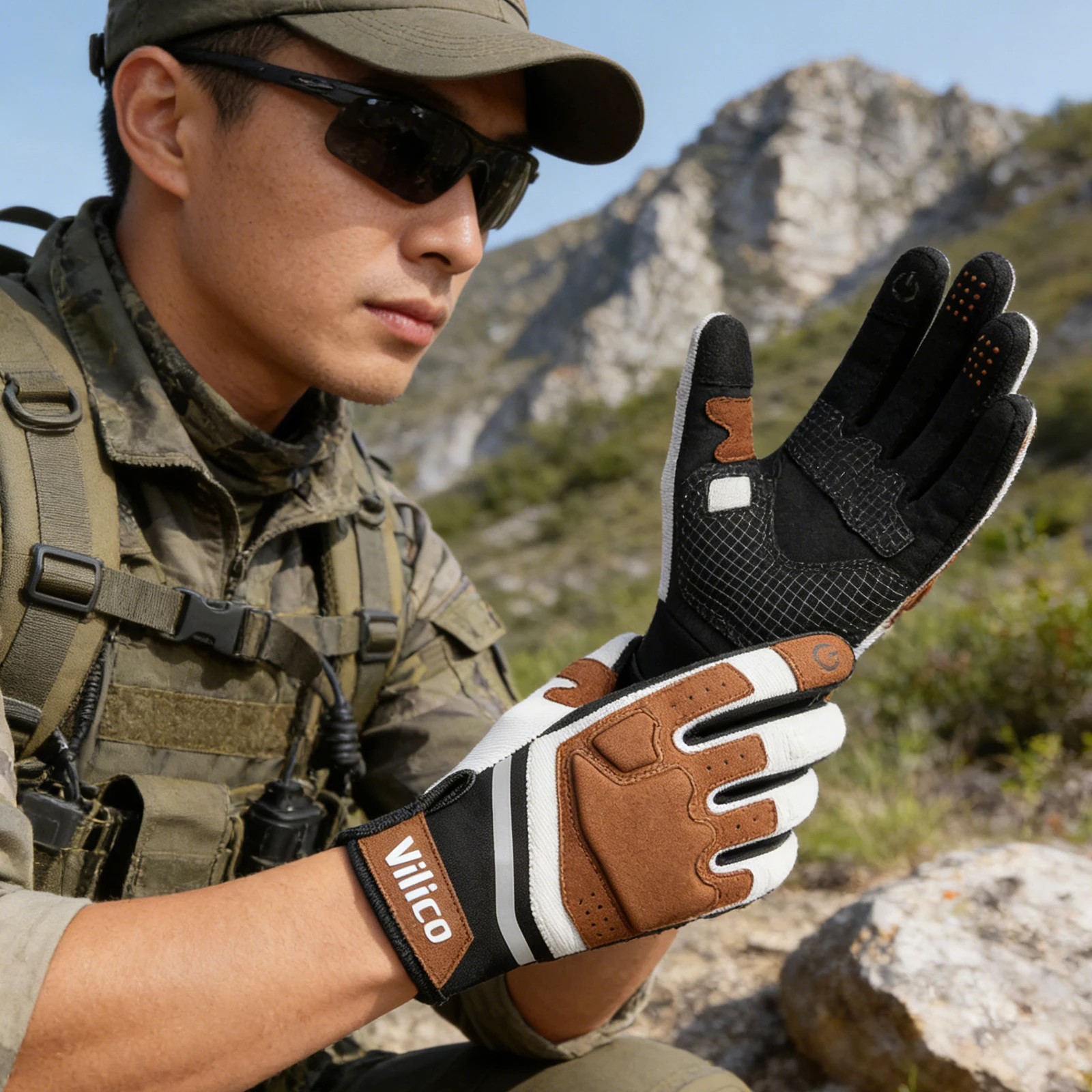 Guantes de caza, equipo táctico, guantes de motocicleta, guantes transpirables de malla de verano, guantes de ciclismo con pantalla táctil para Motocross