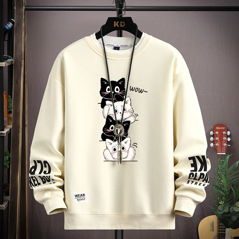 2025 moletom engraçado das mulheres dos homens japão dos desenhos animados pullovers gráficos harajuku cáqui manga longa camisetas 2025 moda masculina