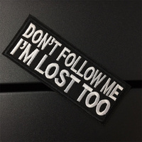 DON'T FOLLOW ME Size: 10x3.8cm Clothes Patches Stripe for Clothing Black and White Letter Iron On Stickers DIY Embroidered Patch