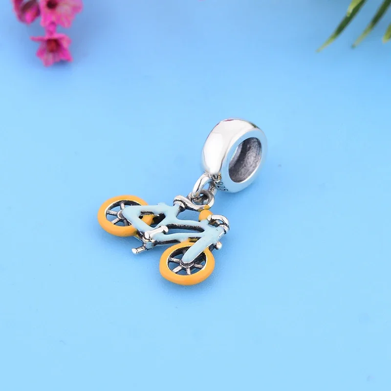 Fit Original Charm Bracelet 925 Sterling Silver Multicolor Enamel Mountain Hiking Bike Bead For Making Women Berloque 2021 DIY