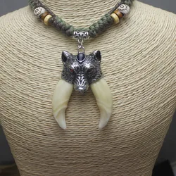 Real Natural Tooth Necklace Man Pendant Choker Charm Power Man Jungle Wild Accessories