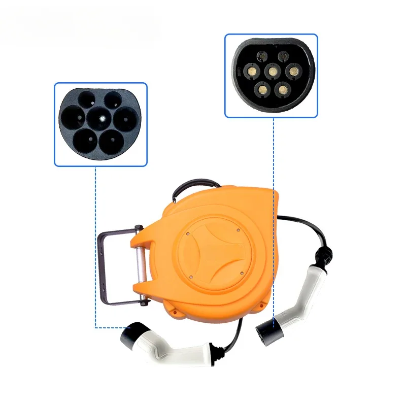 Retractable Charging Cable Reel 3.5KW to 7KW EV Charging Cable Reel Type 2 to Type 1 for Electric Cars