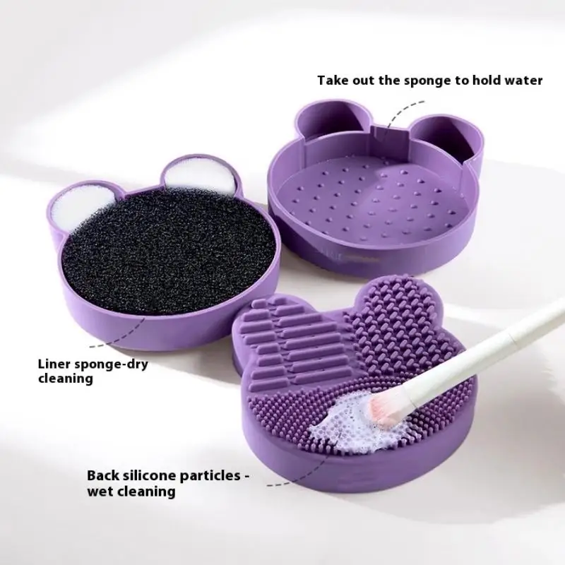 Makeup Brush Cleaning Tool Silicone Cute Portable Bear Shaped Cleansing Comestics Brush Cleaner For Prevent Makeup Residue