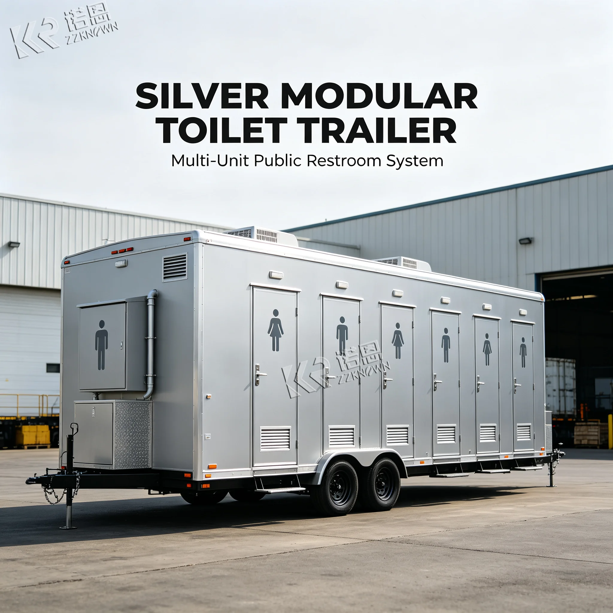 Portable Toilet Trailer Outdoor Mobile Restroom Trailer Portable Toilet Trailer with Water Pump for Camping Wedding Site