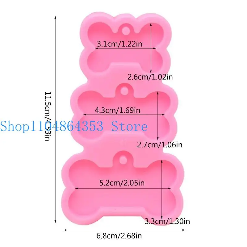 652f المصنوعة يدويًا 3-Cavities Pet Dogs Cats Tag العظم على شكل مفاتيح سحر مفاتيح epoxy apoxy mould charm المجوهرات لسلسلة m