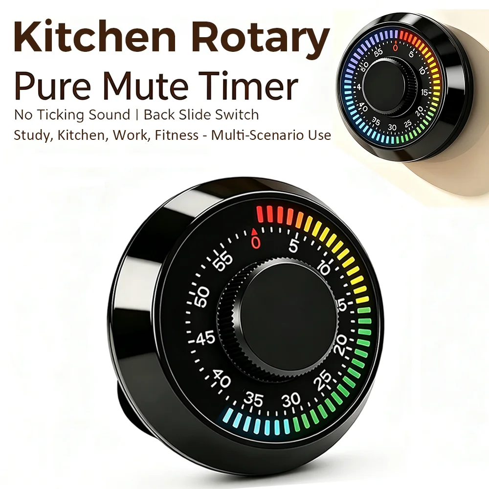 Rechargeable Digital Kitchen Timer Magnetic Cooking Timer Manual Countdown Rotary Timer Shower Stopwatch 6 Colors LED Display