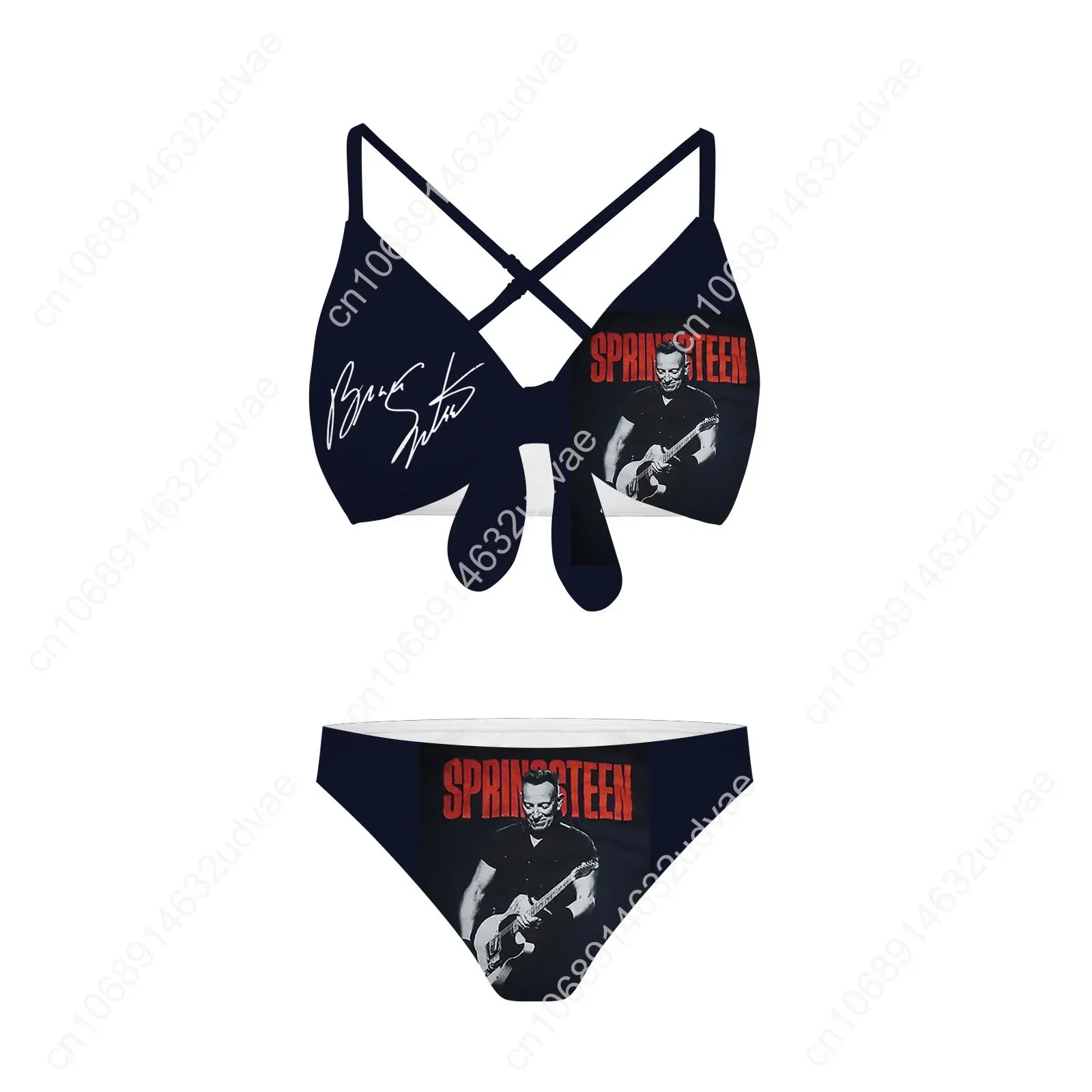Bruce Springsteen Bathing Suits Cross Strap Suspenders Swimsuits Womens Personalized Bikini Swimwear Customized Beachwear