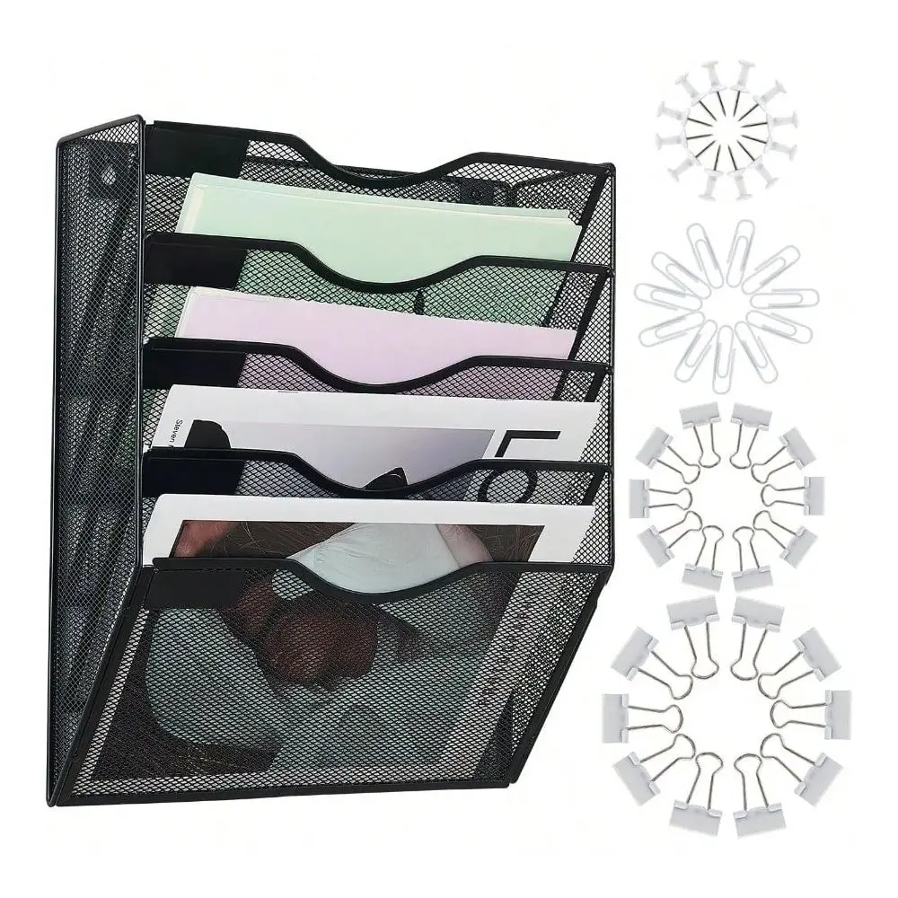 

Office StorageHanging Wall File Organizer With Office Assorted 5 Pockets Mesh Wall Mounted Hanging File Folders Mail Organizer H
