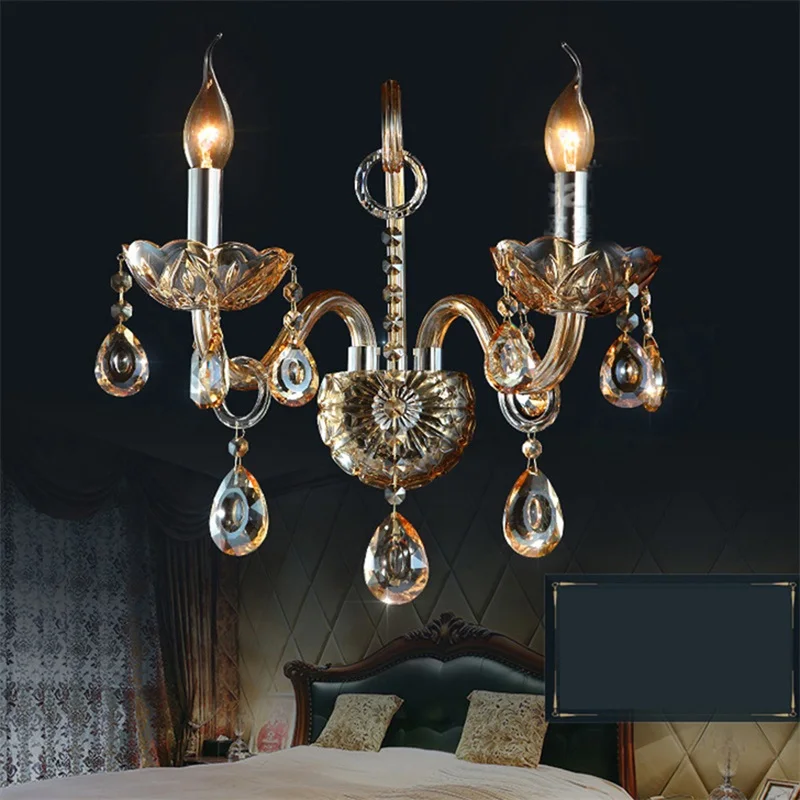 BERTH Indoor Wall Lamps Crystal Fixtures LED European Candle Light Classical for Home Bed Room Lamp