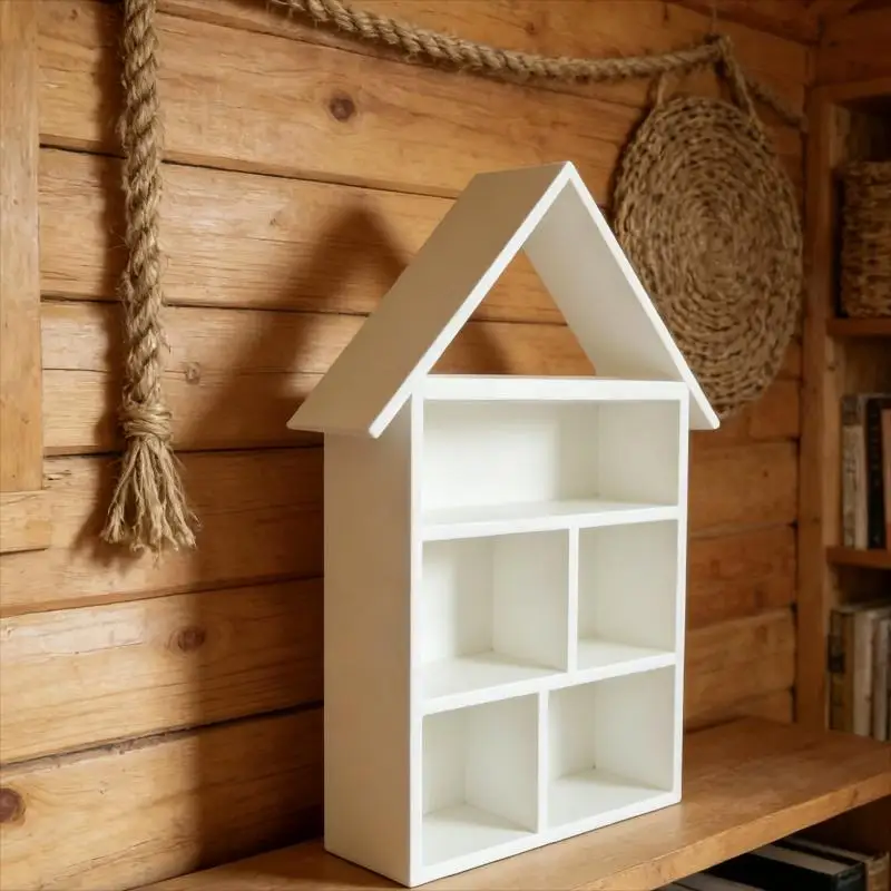 Mini White Dollhouse Shaped Storage Rack 7 Slots For Storing Lipstick Small Jewelry And Desk Decor