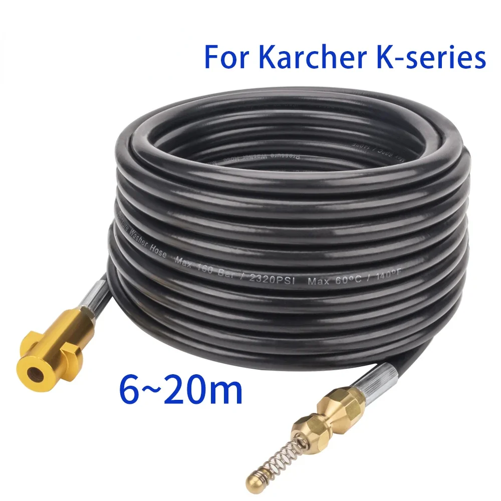 6~20 Meters 2320psi 160bar High Pressure Washer Sewer Drain Water Cleaning Hose Pipe Cleaner for Karcher K2 K3 K4 K5 K6 K7