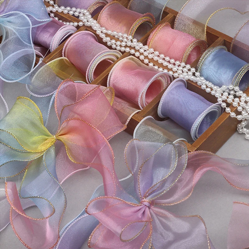 5yards 55~60MM Gradient Fishtail Yarn Organza Ribbon for DIY Hair Ornaments Gift Packing Sewing Supplies Decor Craft Accessories