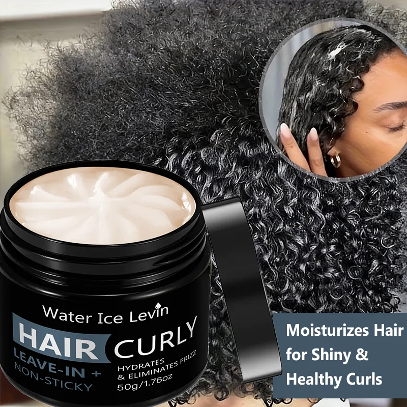 Water Ice Levin Frizz Control Leave-In Conditioner Nourish Dry Coarse Strands Boost Curl Definition Non Greasy 50g