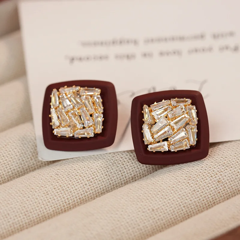 

Geometric Square Earrings - Ladies' Stylish, Elegant & High-End Stud Earrings, Niche & Unique Versatile Jewelry, On-Trend Gift O