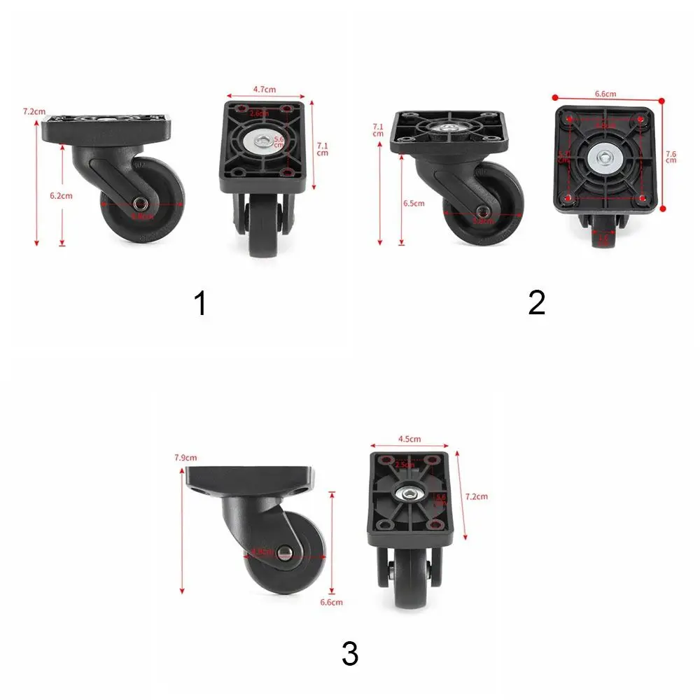 Rueda Universal para equipaje negro, bolsa con ruedas de plástico, repuesto de rueda Universal, resistente al desgaste