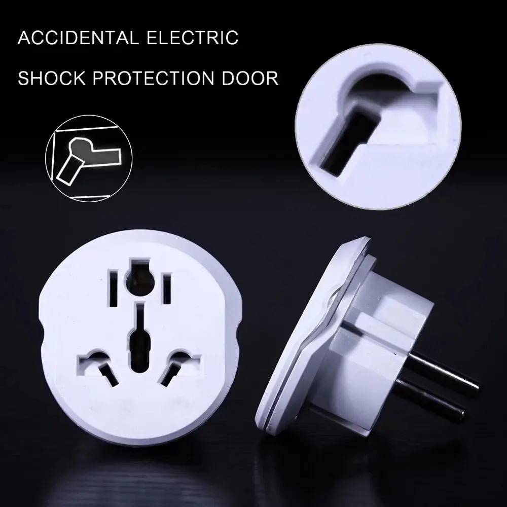 

16A 250V Перетворювач вилки европейского стандарта 2 круглых штыревых розетки Вилка европейского стандарта Адаптер вилки европейского стандарта AU UK CN США в ЕС Адаптер вилки питания