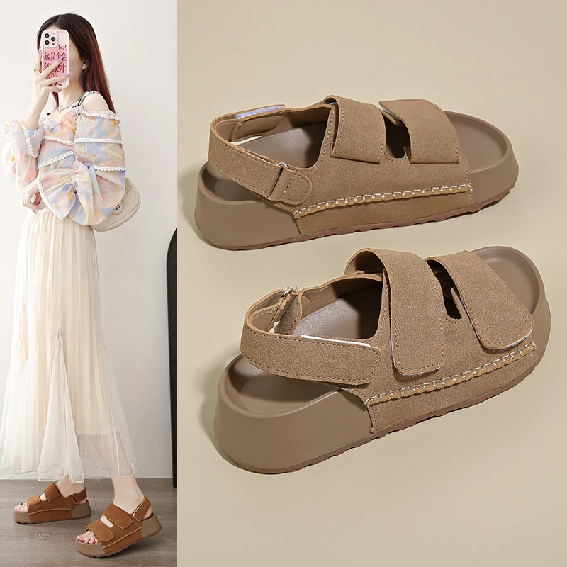 

Thick-soled Slip-on Ankle Strap Buckle Waterproof Platform Fashionable Versatile Comfortable Anti-slip Casual Women's Sandals