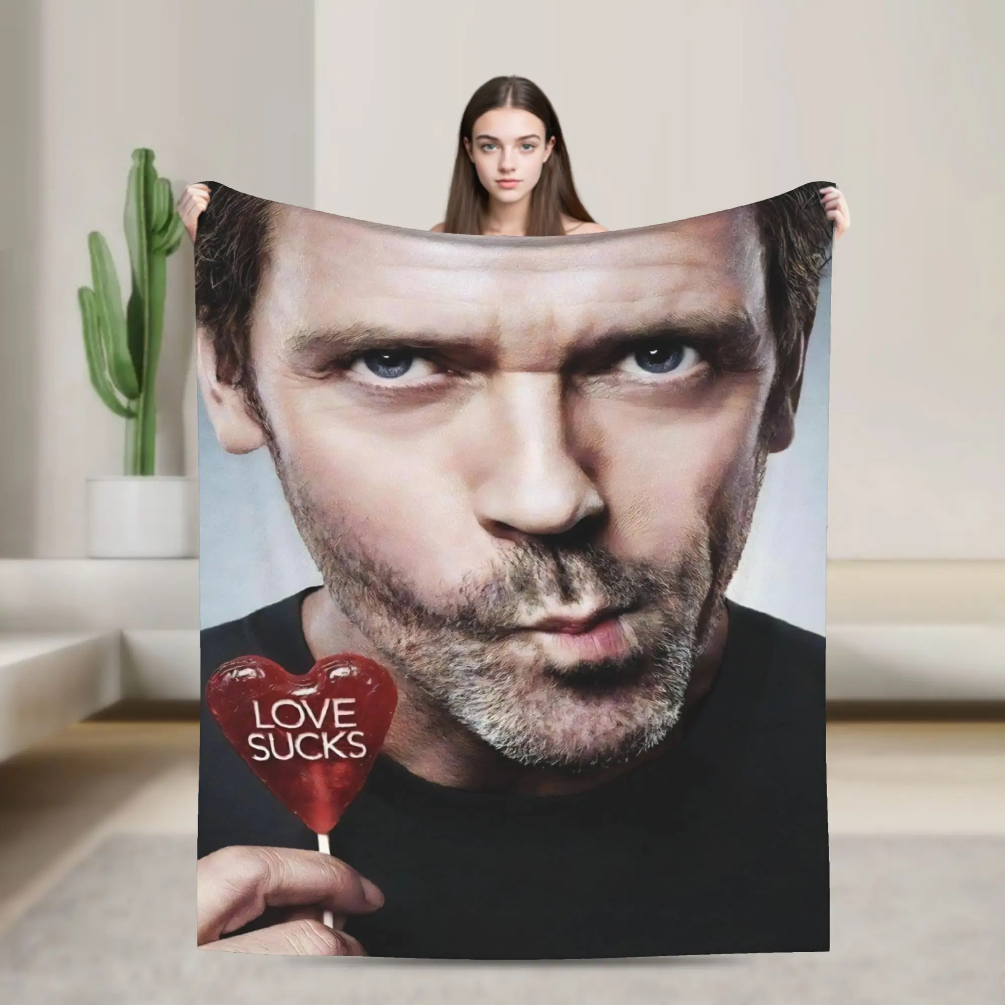 House MD Dr Gregory House Throw Blanket for Couch  Soft Fuzzy Plush Blanket 50x60 Inches Multi-size Bedspreads for All Seasons
