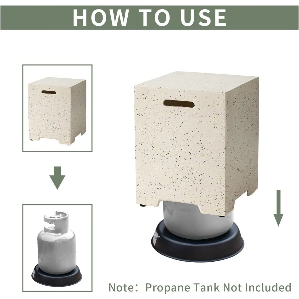 Conjunto de mesa de poço de propano para exterior de 2 peças com mesa de tanque de combustível, terraço retangular de 42 polegadas (50000 BTU) lado da tampa de 16 polegadas 20 libras