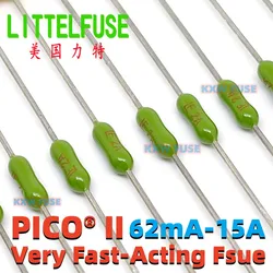 10Pcs 2.4*7mm Littelfuse 62mA 125mA 250mA 500mA 1A 2A 3A 4A 5A 7A 10A 12A15A Axial Lead Fuse 125V Fast Blow PICO Resistance Fuse