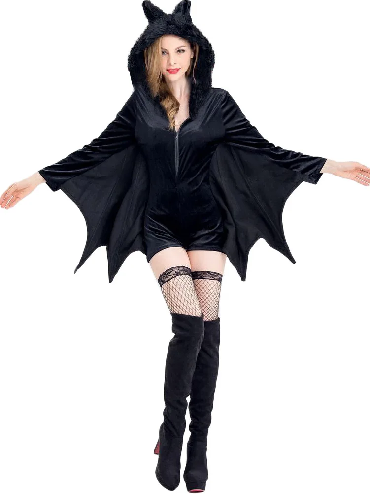 

Adult SXXXL Dark Bat Costume Halloween Witch Cosplay Outfit plus Size Party Dress Women's Traditional Chinese ...