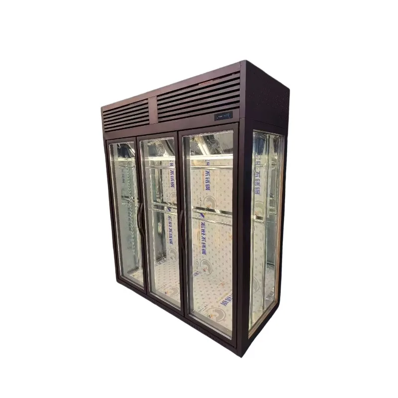 Wood grain double door bacon refrigerated display cabinet, low temperature fresh-keeping commercial all-in-one machine