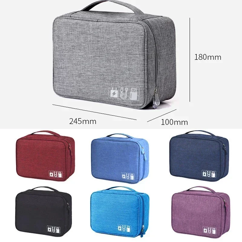 Waterproof Fabric Cable Storage Bag Digital Organizer Portable USB Data Line Charger Plug Storage Bag Travel Cable Organizers