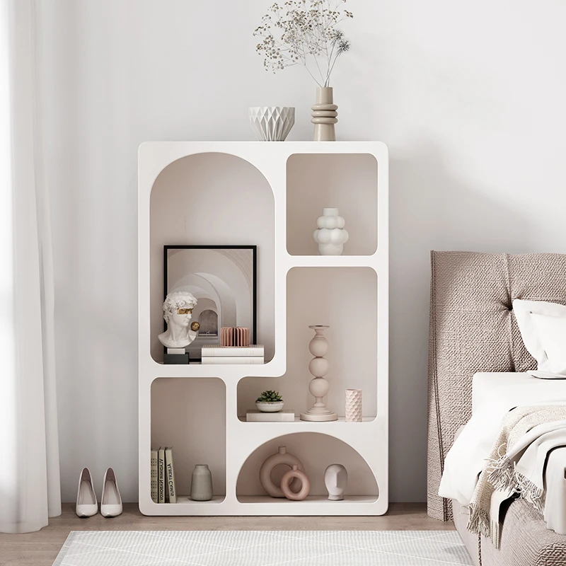 Living room shelf, floor display cabinet, white product display cabinet, small arch cabinet, cave cabinet