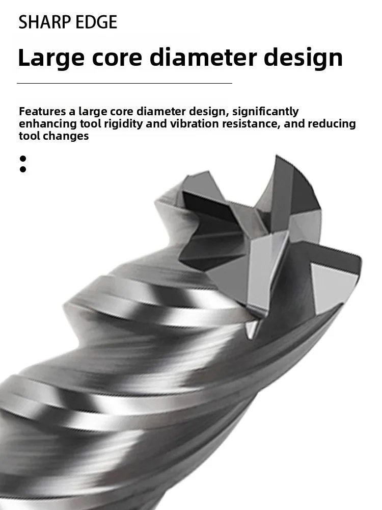 Kurzer Eckradius HRC70 4F Hartmetall-Schaftfräser mit kurzer Nut für Edelstahl R-Kugelkopffräser – Detail 4