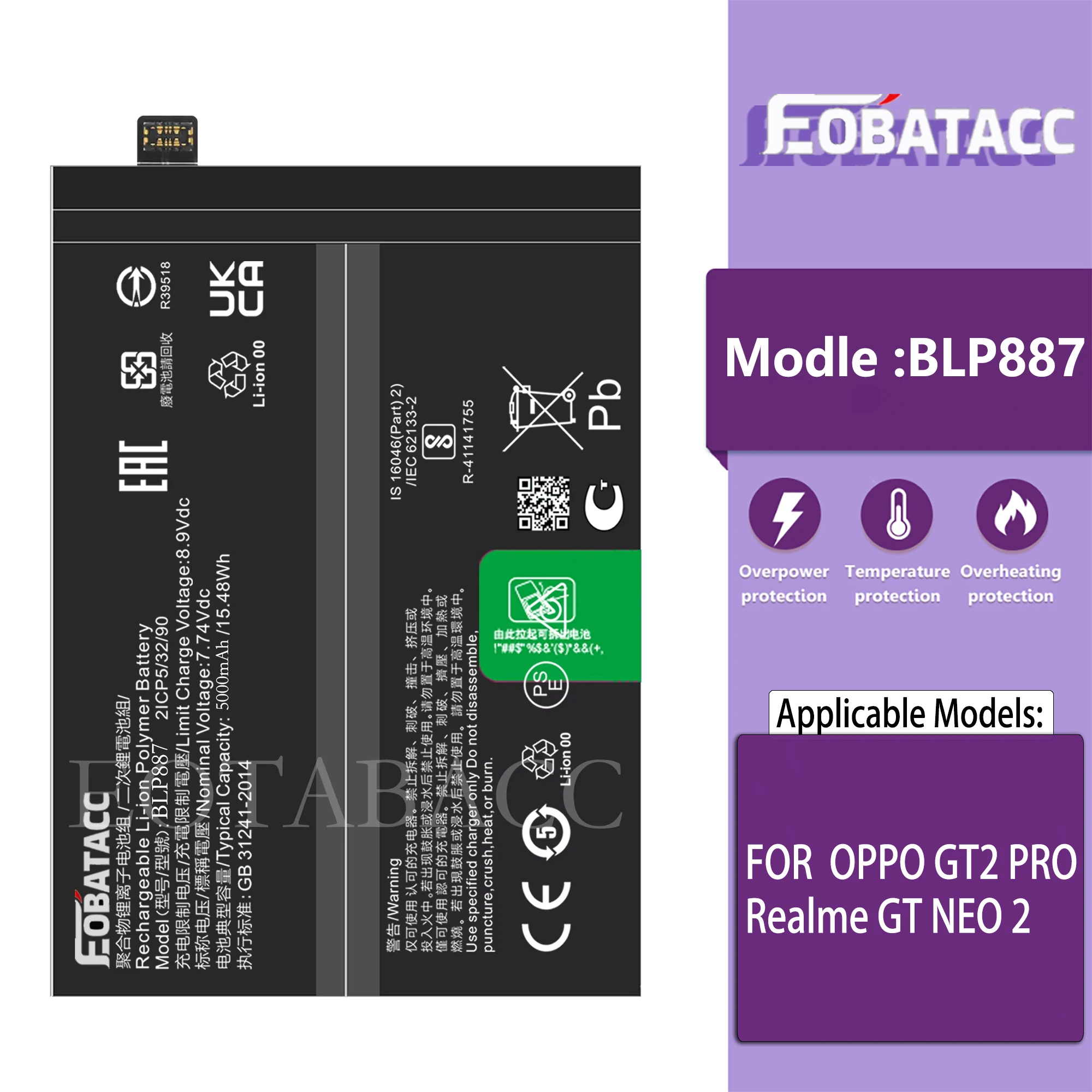 

100% Original Capacity BLP887 Battery For OPPO Realme GT NEO 2 / GT2 Pro Battery Replacement Repair Part Phone Bateria