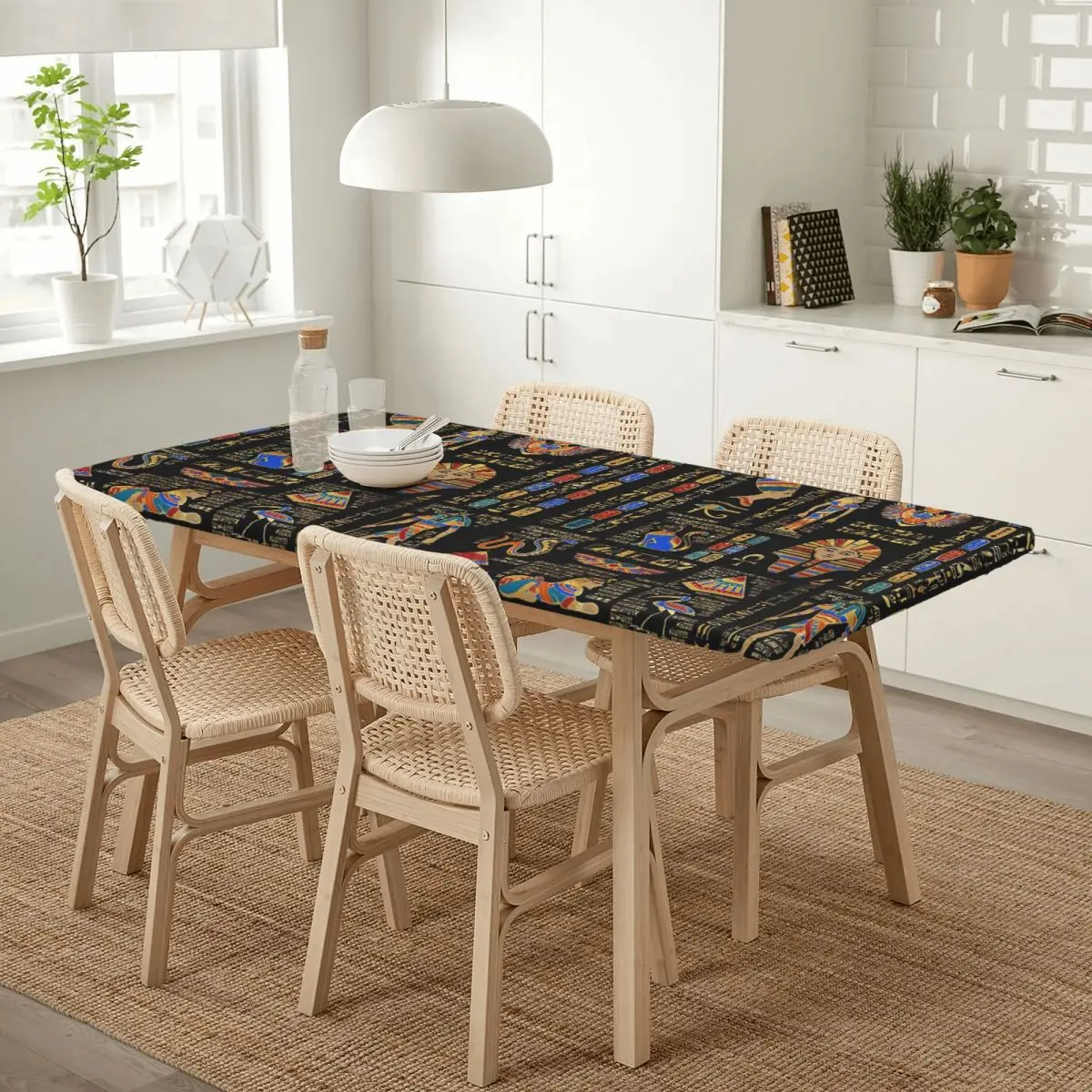 Egyptian Hieroglyphs And Deities Custom Rectangular Tablecloth Oilproof Table Cover for Festival Party Decorations Table Cloth