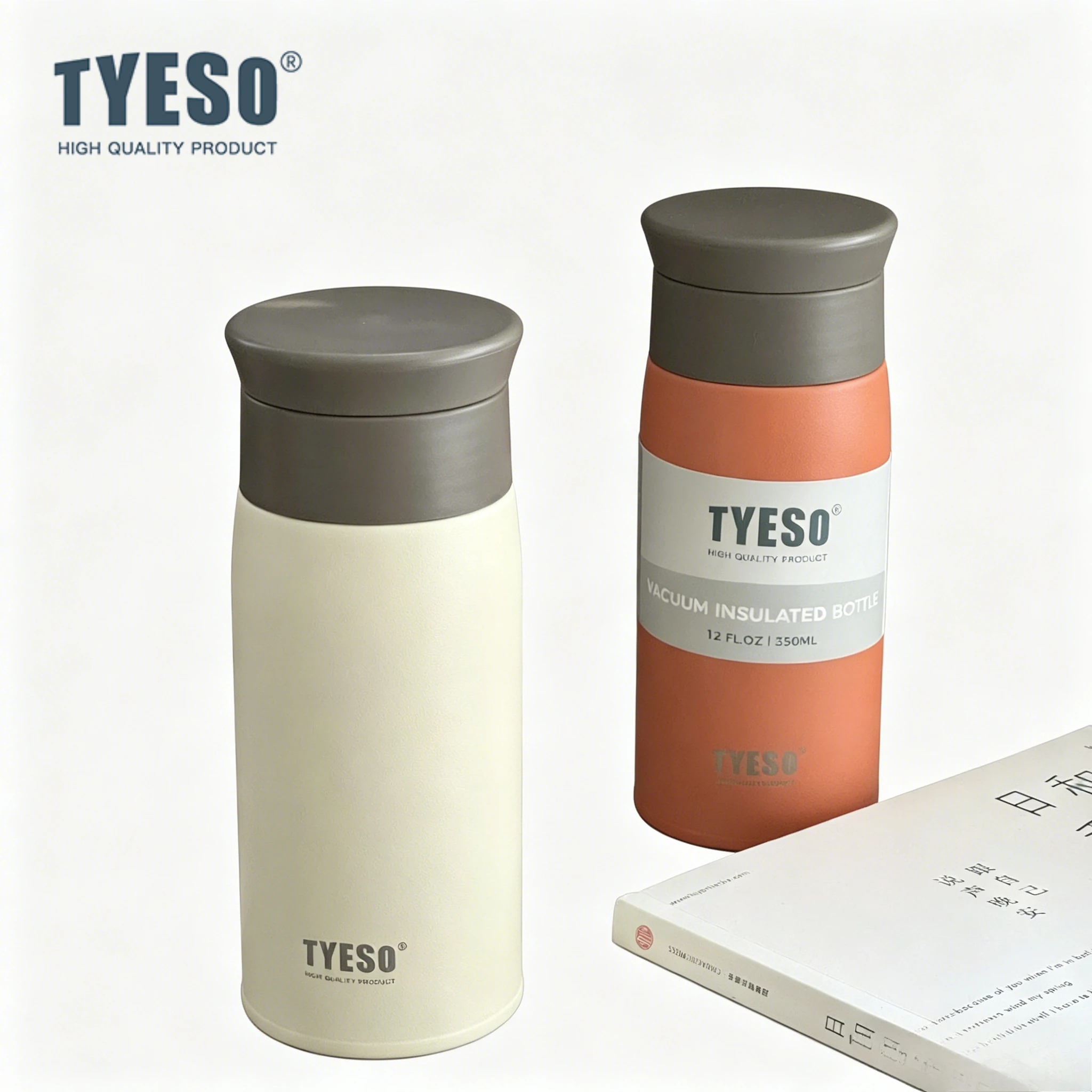 Tyeso 350ml Vacuum Flasks Stainless Steel Travel Mug Frosted Design Insulated Water Bottle Portable for Men Women Thermoses